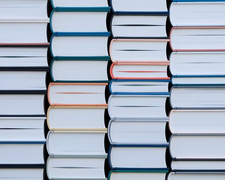 Colorful Books Stacked in a Tight Formation