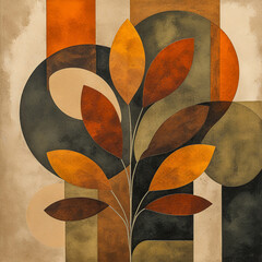 abstract grunge background with leaves