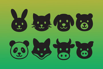 set of funny cartoon animals