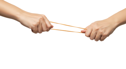 Isolated Hands Stretching a Rubber Band Tension and Elasticity