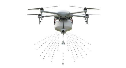 Isolated Drone Spraying Liquid, Precision Agriculture Technology