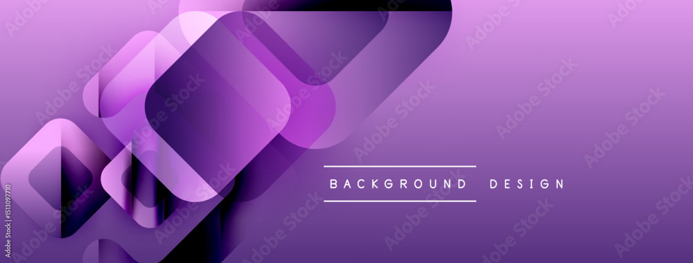 Aufkleber Abstract geometric shapes overlap, creating dynamic purple gradient background. Modern design elements suggest technology, innovation.