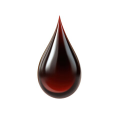 Fototapeta premium A droplet of dark red liquid with a smooth, glossy surface, resembling liquid ruby or blood. transparent background