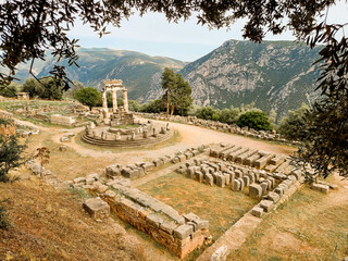 greece delphi temple of athena pronaia and tholos  ancient  Delphi, Greece