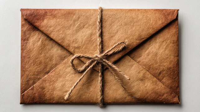 An old vintage envelope tied with twine