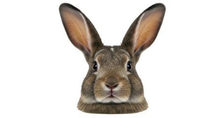 Isolated Brown Rabbit Head, Adorable Animal Portrait