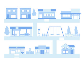 色の街並みのイラスト