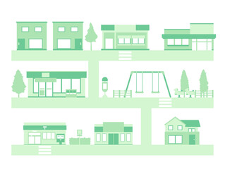 色の街並みのイラスト