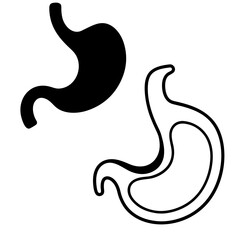 Human stomach icon set medical graphics isolated on white background