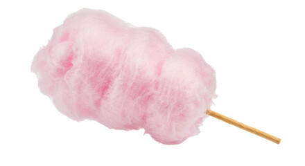 Isolated Fluffy Pink Cotton Candy on a Stick
