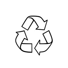 Fototapeta premium Recycle Arrows: A simple line art illustration of a recycling symbol, featuring three bold arrows forming a circular motion, conveying the concept of reuse and sustainability.