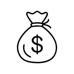 White money bag graphic design element isolated on white background