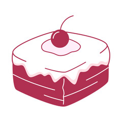 Sweet Temptation: A single slice of delectable cake, elegantly topped with creamy frosting and a vibrant cherry, promises a moment of pure delight.