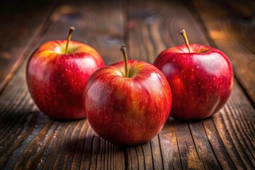 Three Apples in a Row, Rule of Thirds Photography, Fruit Still Life, Red Apple Image, Apple Composition
