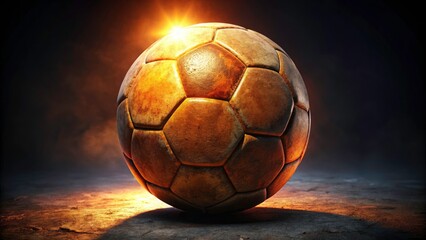 Fototapeta premium Night Photography: Old Soccer Ball, White Background, Clipping Path - High Resolution Image