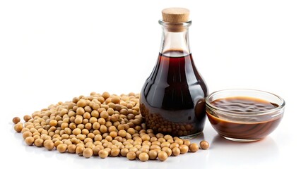 Soy Sauce Bottle and Soybeans: High-Resolution Landscape Photography Image