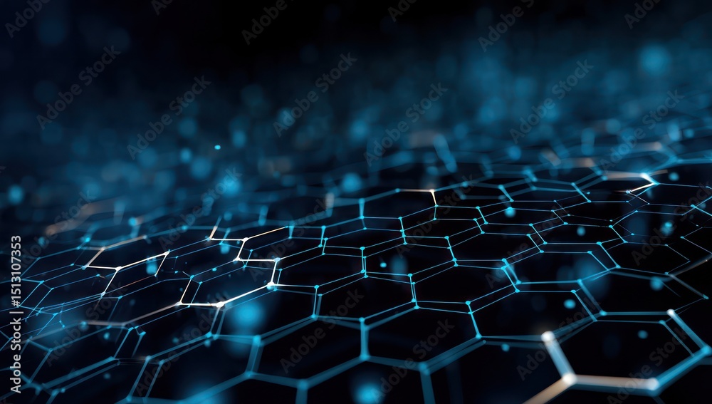 Aufkleber high-tech hexagonal grid structure representing innovative technology and digital networks.