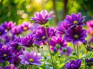 Spring Purple Flower Garden Photography - Vibrant Floral Images, Lush Greenery, Natural Beauty