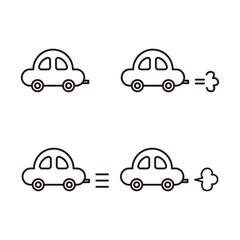 車のアイコン4個セット（線画）