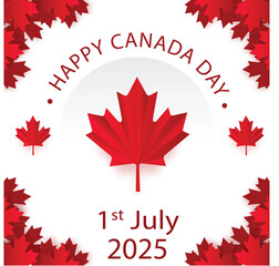 Celebrate Canada Day 2025 with vibrant red maple leaves and patriotic elegance.