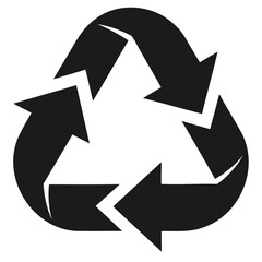 Recycling symbol black vector icon clean design on transparent background