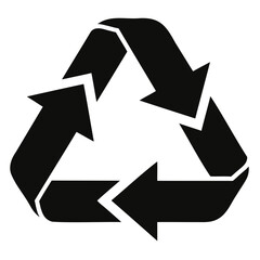Simple black recycle arrows vector icon on transparent background