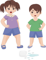 The child broke the glass.