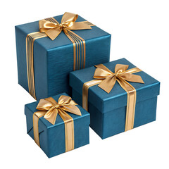 Gifted Moments: A trio of elegantly wrapped gifts, each adorned with a lustrous golden bow, sit in anticipation, symbolizing the joy of giving and the delight of receiving.