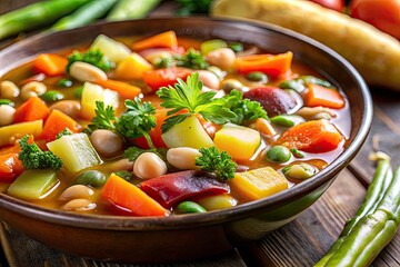 Thick Vegetable Soup Recipe - Close Up Photo, Hearty Homemade Vegan Stew