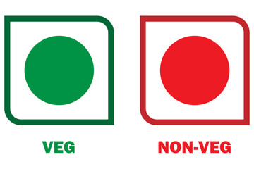 Veg Non-veg icons, Colourful veg and non-veg symbol.	