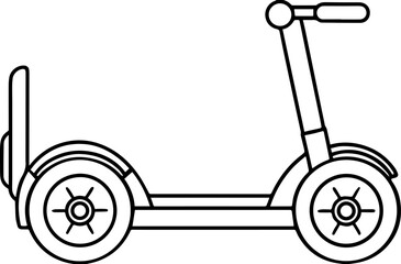 Segway black outline vector and illustration, coloring book page