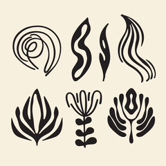 set of abstract floral elements