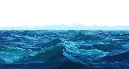 Pixelated Ocean Waves Landscape