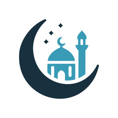 Moon with mosque icon design