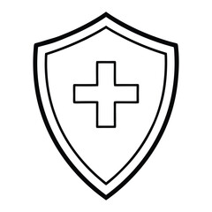 Fototapeta premium Medical shield icon graphic white design isolated on white background