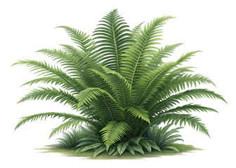 Isolated Bushy Green Fern Plant Illustration On Transparent Background