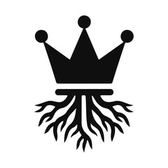Crown in roots icon design