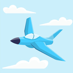 blue jet plane flying vector