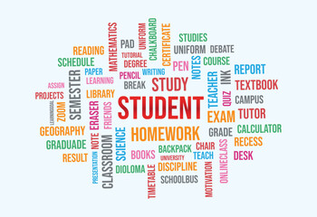 student word cloud, illustration background concept