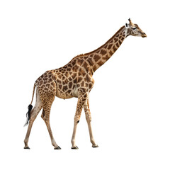 Giraffe walking isolated on transparent background