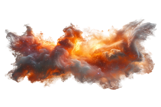 Fiery Space Nebula Cloud with Stars Transparent Background PNG