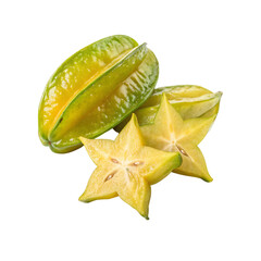 Fresh star fruit slices isolated on transparent background