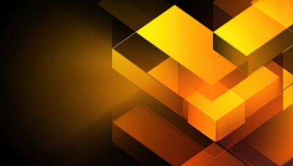 Abstract Geometric Design With Orange And Yellow Cubes