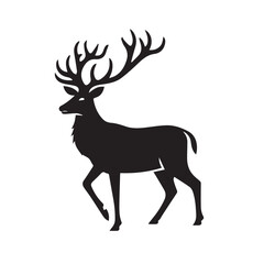 Obraz premium Deer silhouette black and white vector icon
