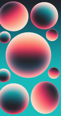 Abstract spheres with gradient color on a blue background design