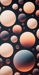 Abstract spheres with gradient colors and textured surfaces design
