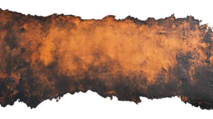 Rustic grunge style aged paper texture with burnt isolated on transparent background