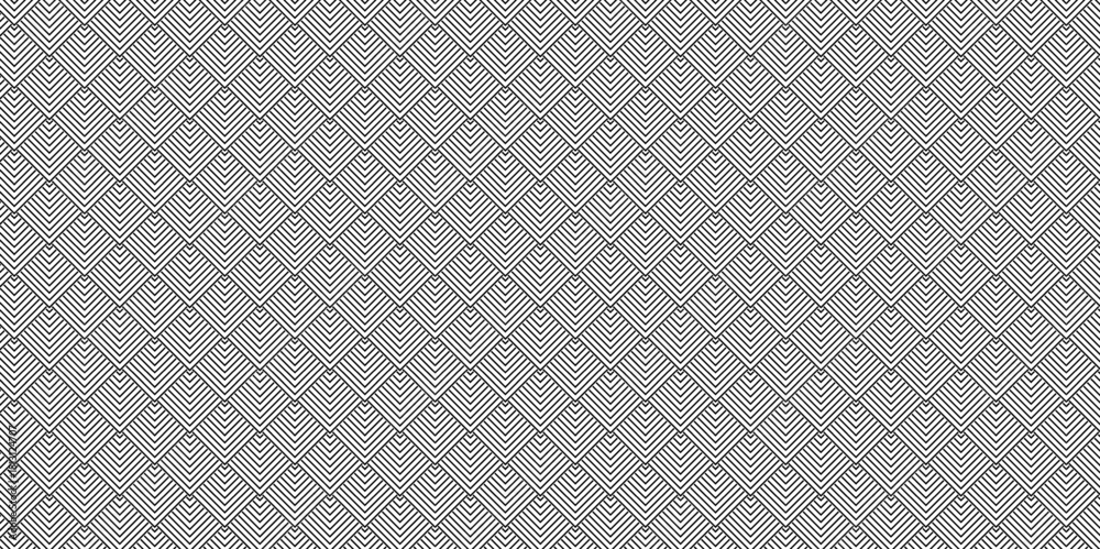 Poster minimal overlapping vector black and gray pattern wave lines fabric square line background. seamless