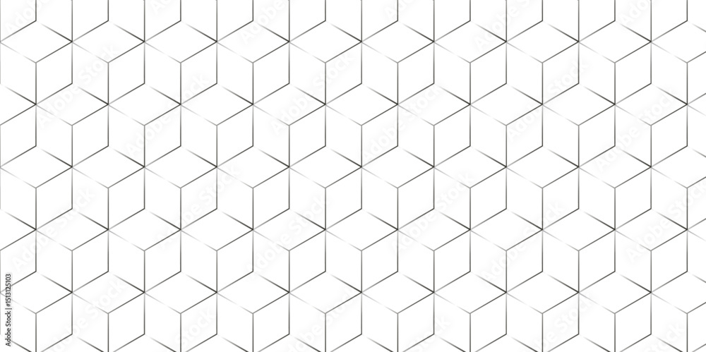 Fototapete Vector tiles gradient science web tech connection triangle diamond honeycomb hexagon art. Seamless pattern with hexagon square cube geometric pattern shapes grid metal element texture design. 