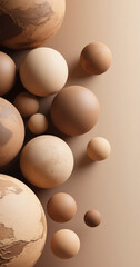 Collection of beige and brown spheres with various textures